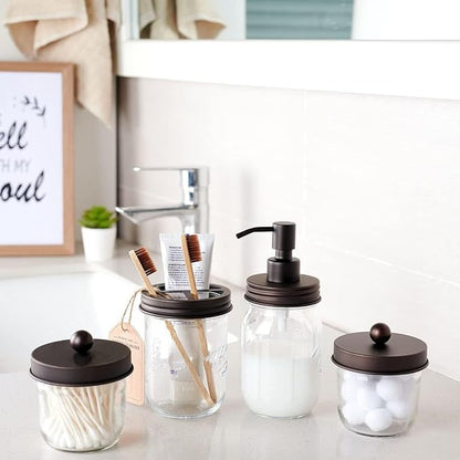 Amolliar Mason Jar Liquid Soap Dispenser Lid, Rust Proof Stainless Steel, Cute Farmhouse Decor for Kitchen, Bathroom, Bath, Refill Liquid Soap Pump for Hand Soap, Dish Soap, Lotion Soap, Bronze 1 Pack