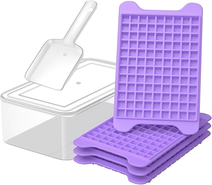 Mini Ice Cube Tray for Freezer: GGUW Nugget Ice Cube Tray with Bin - Crushed Ice Tray Making 4×108 PCS Icecube - Easy Release Iced Maker Trays by GGUW