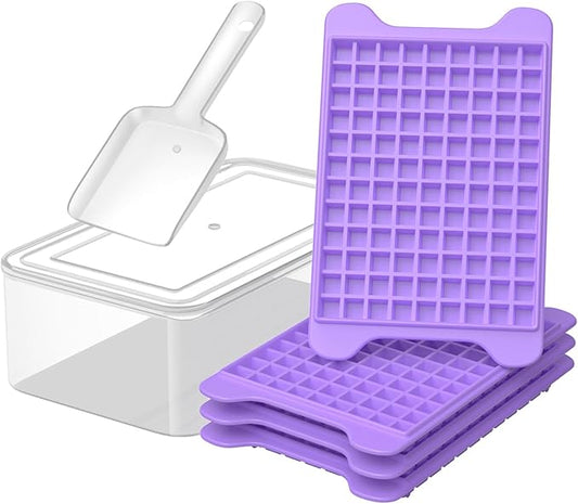 Mini Ice Cube Tray for Freezer: GGUW Nugget Ice Cube Tray with Bin - Crushed Ice Tray Making 4×108 PCS Icecube - Easy Release Iced Maker Trays by GGUW
