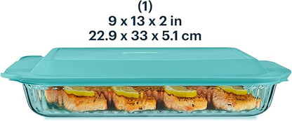 Pyrex Colors Tinted (9"x13") Tinted Glass Baking Dish with BPA-Free Lid, Oblong Bakeware Glass Pan For Casserole & Lasagna, Dishwasher, Freezer, Microwave and Pre-Heated Oven Safe, Aqua - Image 2