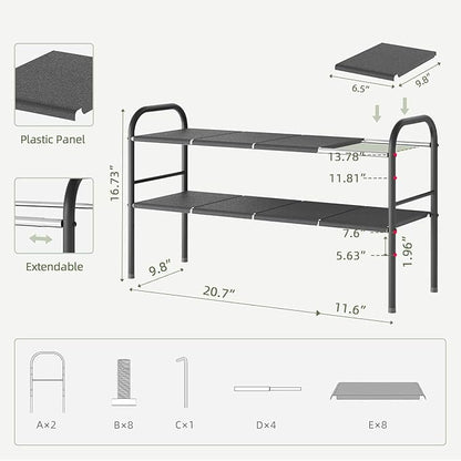 NETEL Under Sink Organizers and Storage, 2 Tier Expandable Under Cabinet Organizer Shelf with 8 Removable Panels,under sink shelf bathroom,Adjustable Shelf for Cupboard