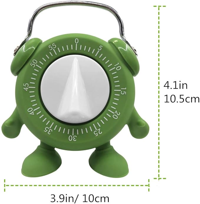 Kitchen Timer, 60 Minutes Countdown Cooking Teaching Egg Potty Training Wind Up Cute Timeout Timer No Battery (Green)