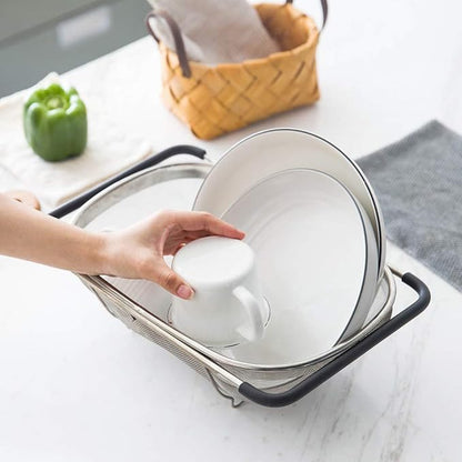 Suwimut 2 Pack Over the Sink Oval Colander for Kitchen, Stainless Steel Fine Mesh 6 Quart Strainer Basket with Expandable Rubber Grip Handles for Straining, Draining, Rinsing Fruits, Vegetables - Image 7