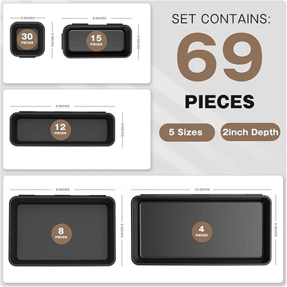 【More Larger Size】A-LUGEI【69 PCS-5 Size】 Tool Box Organizer Tray Divider Set【Black】 Desk Drawer Organizer Bin, Socket Organization and Storage Toolbox for Rolling Tool Chest Cart WorkBench Part Widget - Image 3