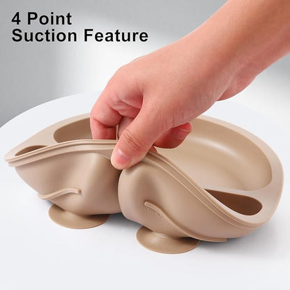 Eascrozn Silicone Baby Feeding Set, 2 Pack Divided Baby Plates with Suction, 2 Pack Spoons and Forks Set, BPA Free, Baby Led Weaning Supplies for Toddler Utensils Baby Feeding Essentials - Image 5