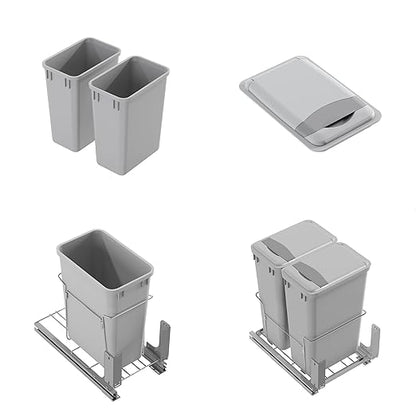 Dowell 10 Pack 35Qt Wastebasket Trash Container, 9Gal, Plastic, Stackable, for Kitchen/Bathroom/Office, Fits Under Sink/Desk - Grey (10, 35 QT) - Image 5