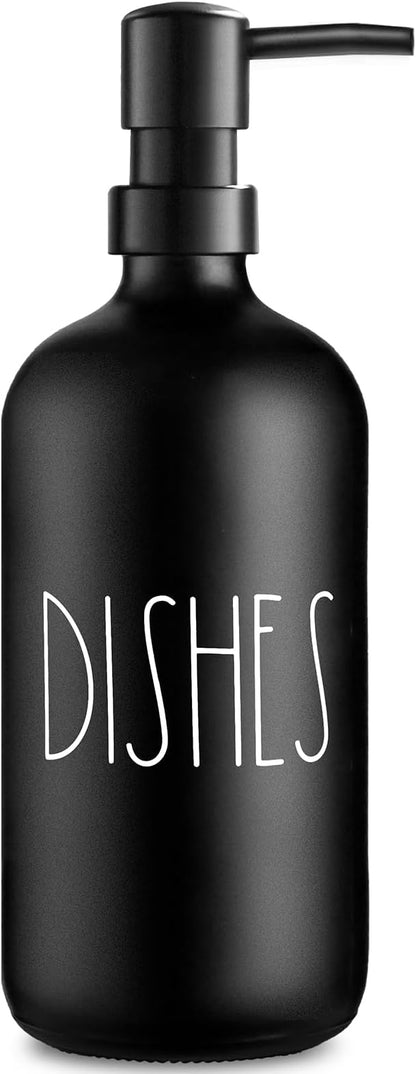 VIMERPA Dish Soap Dispenser, Matte Black Soap Dispenser for Kitchen, Glass Dishes Soap Dispenser with Plastic Pump, 17 Fl Oz Refillable Liquid Soap Bottle Container, Farmhouse Kitchen Decor by VIMERPA
