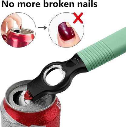 2-Pack Magnetic Beer Bottle Opener & Soda Can Opener, 2-in-1 Bottle Opener and Can Tab Opener Tool for Bartender, Long Nails, Arthritis, Silicone Handle with Build in Magnet - Light Green - Image 5