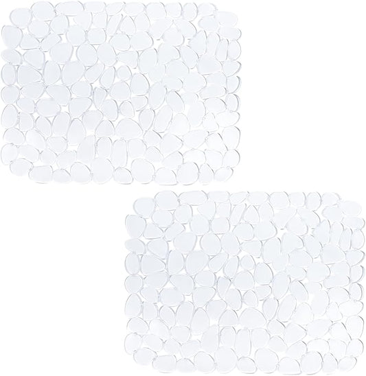 Bligli Pebble Sink Mat for Stainless Steel/Ceramic Sinks, PVC Eco-friendly Sink Protectors for Bottom of Kitchen Sink, Dishes and Glassware, Fast Draining, 15.7 x 11.8 inch (2 PACK, Clear)