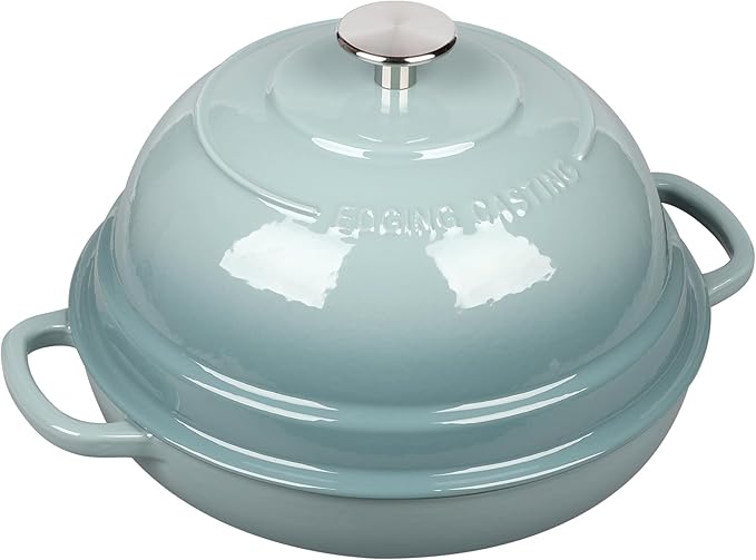 EDGING CASTING Enameled Cast Iron Dutch Oven Pot with Lid, Round Bread Oven for Homemade Sourdough Bread Baking, 6 Quart, Seasalt - Image 6