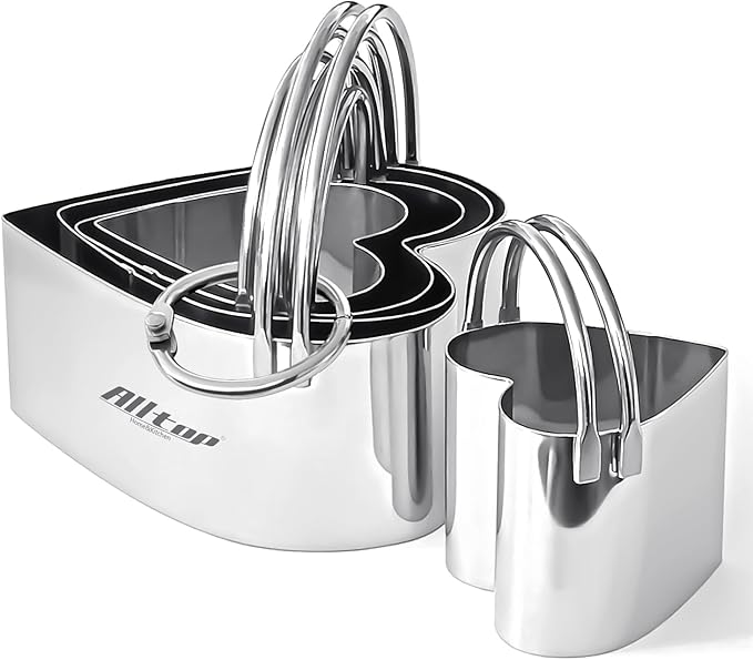 ALLTOP Biscuit Cutters with Handle, Stainless Steel Cookie Cutter, Professional Baking Essential Tools for Valentine's Day - Heart Shaped by ALLTOP