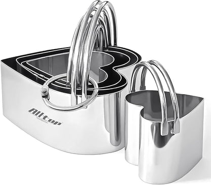 ALLTOP Biscuit Cutters with Handle, Stainless Steel Cookie Cutter, Professional Baking Essential Tools for Valentine's Day - Heart Shaped by ALLTOP