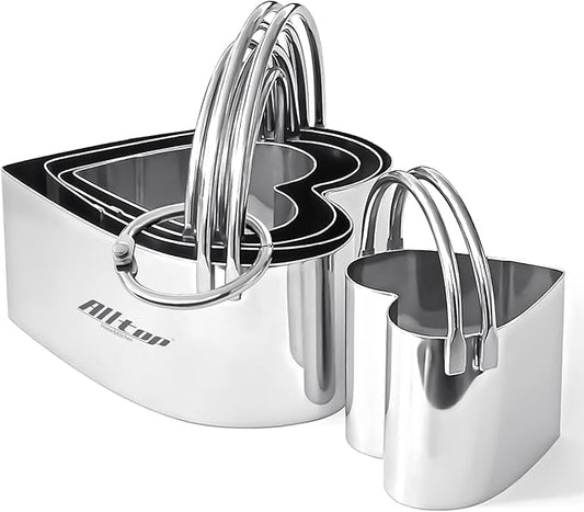 ALLTOP Biscuit Cutters with Handle, Stainless Steel Cookie Cutter, Professional Baking Essential Tools for Valentine's Day - Heart Shaped by ALLTOP