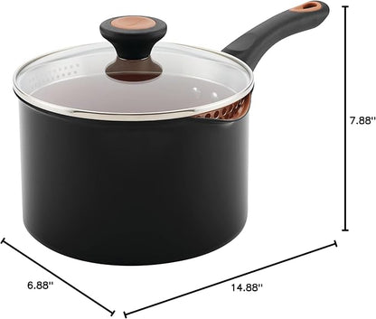 Farberware Glide Nonstick Sauce Pan/Saucepan with Straining and Lid, 3 Quart, (Black) - Image 12