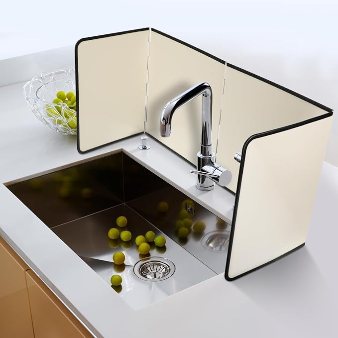 4 Sided Beige Splatter Guard Foldable Stainless Steel Stove Splash Guard Oil Splatter Screens for Frying Kitchen Backsplash Protector Nonstick Oil Splatter Guard for Cooking - Image 4