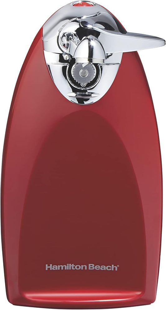 Hamilton Beach Electric Automatic Can Opener with Auto Shutoff, Knife Sharpener, Cord Storage, and SureCut Patented Technology, Extra-Tall, Red by HamiltonBeach