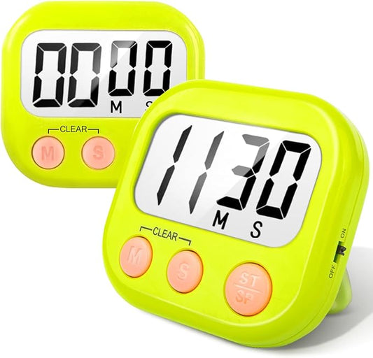 2 Pack Kitchen Timers Loud Ring Digital Timers for Cooking Magnetic Green by AOUCE