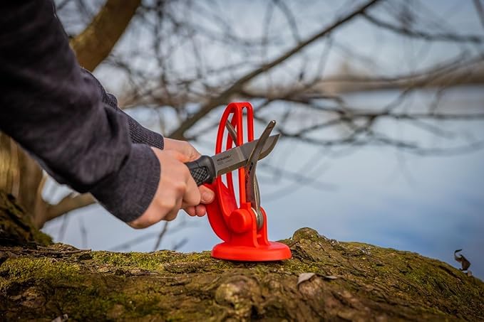 Warthog V-Sharp CURVE Professional Knife Sharpener System, 25 Degree Angle Knife Sharpener, 325 Grit Diamond Hones, Kitchen Tools, Easy to Use, Lightweight, No Adjustments, Ultra Compact, Red - Image 2