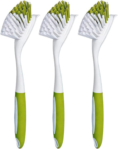 Dish Brush Scrub Brush with Handle - 3 Pack Stiff Bristles Dish Scrubber for Cleaning Dishes, Pots, Pans, Sink, Cast Iron - Hard Bristles,No Residue by Unknown