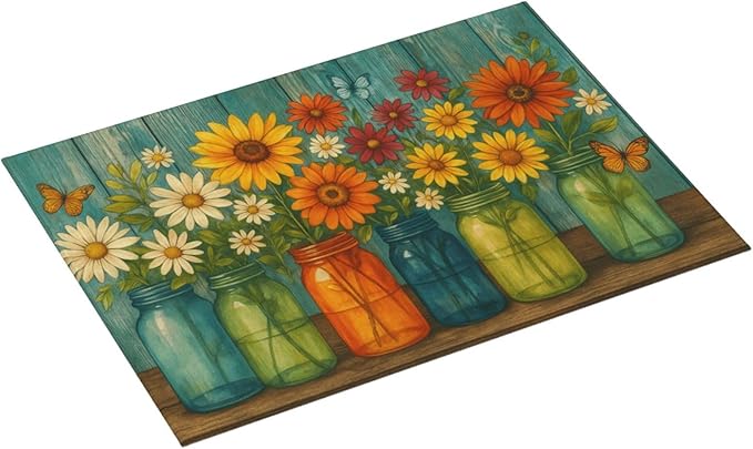 Rustic Vintage Flower Dish Drying Mats for Kitchen Counter, Large 18"x24" Dish Mats for Drying Dishes, Microfiber Absorbent Dish Drying Pad Rack Mat Kitchen Decor Reusable Washable