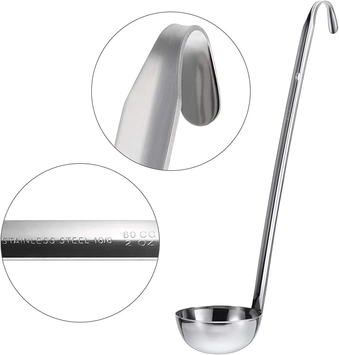 meekoo Stainless Steel Ladle Soup Handle Ladle with Pouring Rim for Kitchen Cooking Soup Sauce - Image 3
