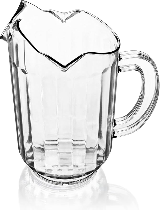 New Star Foodservice Plastic Restaurant-Grade Water Pitcher with 3 Spouts, 60-Ounce, Clear by NewStarFoodservice
