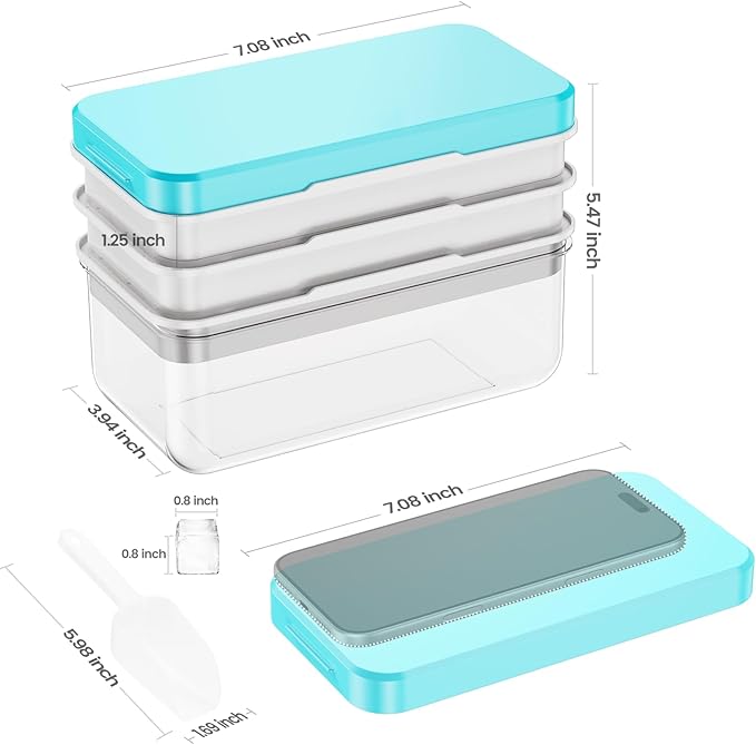 Ice Cube Tray with Lid and Bin, PHINOX 84 pcs Ice Trays for Freezer, Ice Cube Trays for Freezer with 3 trays, Container, Lid & Ice Scoop, BPA Free - Image 4