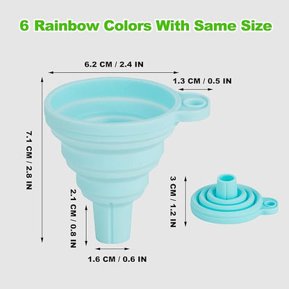 Kitchen Funnel Set 7 Pack, Collapsible Silicone Funnel for Filling Bottles, Beverage, Lab, Oil, Paint - Kitchen Gadgets Accessories Multicolor - Image 3