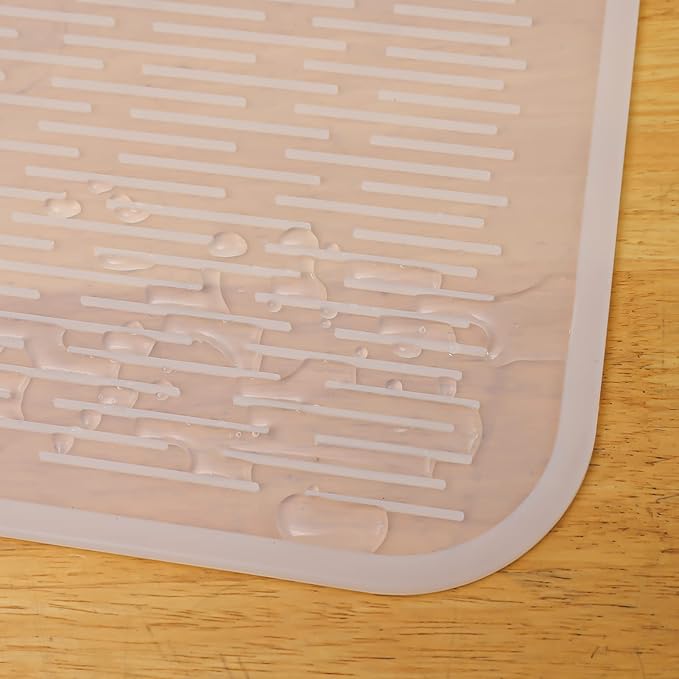 MicoYang Silicone Dish Drying Mat for Multiple Usage,Easy clean,Eco-friendly,Heat-resistant Silicone Mat for Kitchen Counter or Sink,Refrigerator or Drawer Liner Translucent 3XL 28 inches x 18 inches - Image 9