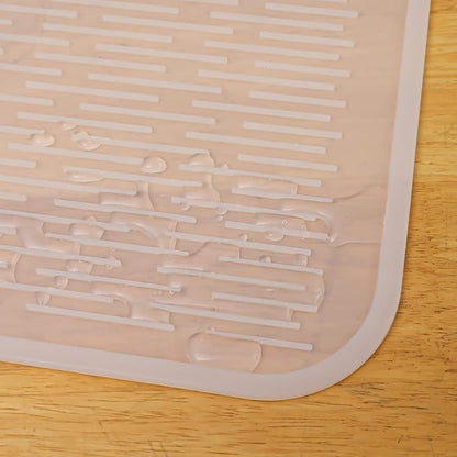 MicoYang Silicone Dish Drying Mat for Multiple Usage,Easy clean,Eco-friendly,Heat-resistant Silicone Mat for Kitchen Counter or Sink,Refrigerator or Drawer Liner Translucent 3XL 28 inches x 18 inches - Image 9
