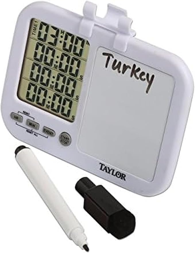 Taylor 5849 Four-Event Digital Timer with Whiteboard for School, Learning, Projects, and Kitchen Tasks, white by Taylor