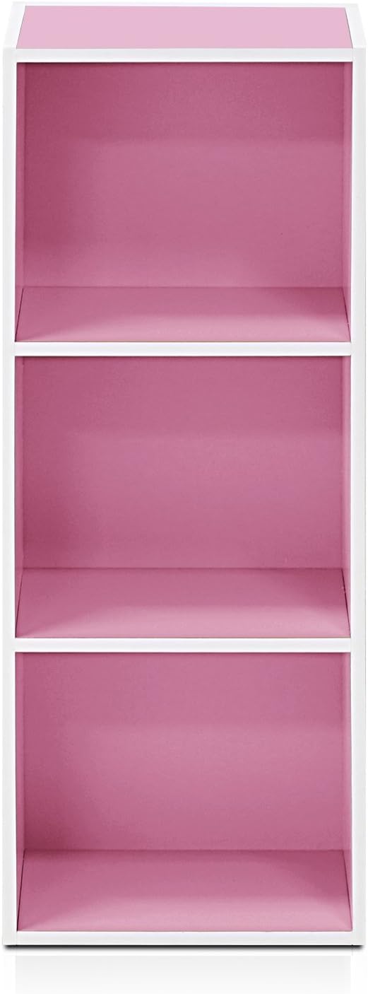 Furinno LUDER Book Shelf, 3-Cube Bookshelf, Bookcase with Open Shelves, 9.3 x 12 x 31.5, Easy Assembly, for Living Room, Bedroom, Home Office, White/Pink - Image 8