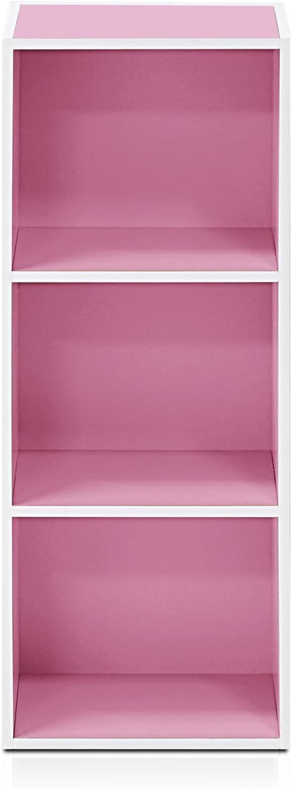 Furinno LUDER Book Shelf, 3-Cube Bookshelf, Bookcase with Open Shelves, 9.3 x 12 x 31.5, Easy Assembly, for Living Room, Bedroom, Home Office, White/Pink - Image 8