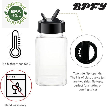 24 Pack 4oz Clear Plastic Spice Jars With Black Plastic Lids, Square Spice Bottles, Seasoning Containers with Chalk Labels, Pen, Funnel, Spice Containers For Kitchen Cabinet - Image 3