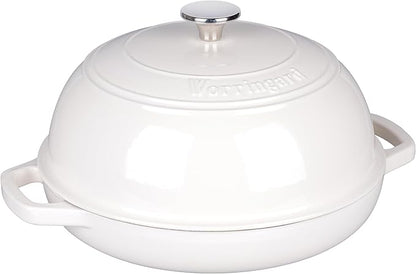 VORRINGARD Enameled Cast Iron Dutch Oven Pot with Lid, Bread Oven for Sourdough Bread Baking, Dutch Ovens with Bread Proofing Basket& Baking Supplies Set, 6 Quart, White