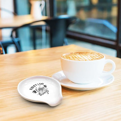 Funny Coffee Spoon Holder-Coffee Spoon Rest-Cafe Bar Station Accessories-First I Do Coffee Than I Do The Things Sign