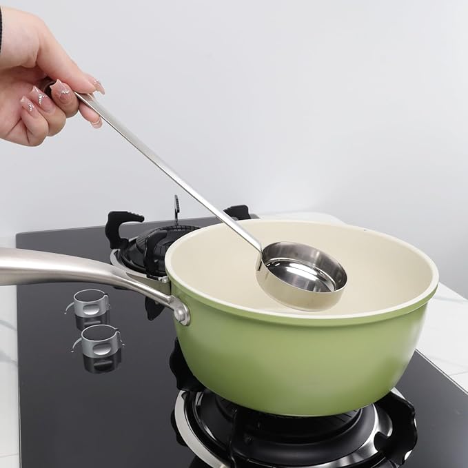 2 Pcs 3 oz Silver 10.55 Inch Stainless Steel 201 Long Handle Cooking Spoon for Holding Food Kitchen Cooking Stirring Soup Spoon