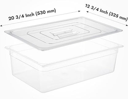 CURTA 6 Pack NSF Food Pan Cover, Full Size Clear Polycarbonate Lid with Handle for Commercial Food Pan, Dishwasher & Freezer Safe Plastic Clear