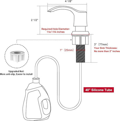 GAGALIFE Kitchen Sink Soap Dispenser - Sink Soap Dispenser Pump with 40" Silicone Extension Tube Kit (Matte Black), Say Goodbye to Frequent Refills G080-1B
