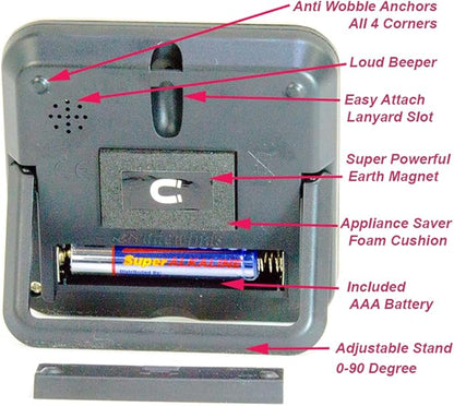 Elegant Digital Kitchen Timer Stainless Steel - Lime - Strong Magnetic Back - Kickstand - Loud Alarm - Large Display - Auto Memory - Auto Shut-Off - Model eT-25 (Lime 6-Pack) by eTradewinds - Image 3