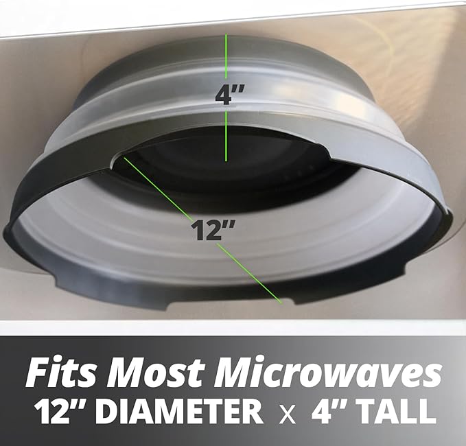 HOVER COVER Magnetic Microwave Splatter Cover with High Power, Strongest Magnetic Grip, Collapsible 12-Inch BPA-Free Food Lid, Vented Plate Guard, Dishwasher Safe, Space-Saving Storage - Gray - Image 2