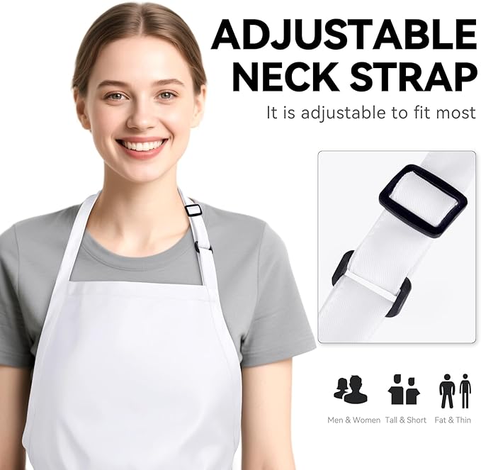 NLUS Kitchen Cooking Apron with 3 Pockets, Adjustable Bib Apron Chef Aprons for Women Men