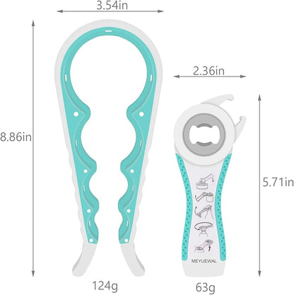 Jar Opener for Weak Hands - 5 in 1 Multi Function Can Opener Bottle Opener Kit with Silicone Handle Easy to Use for Children, Elderly and Arthritis Sufferers (White Green） - Image 6