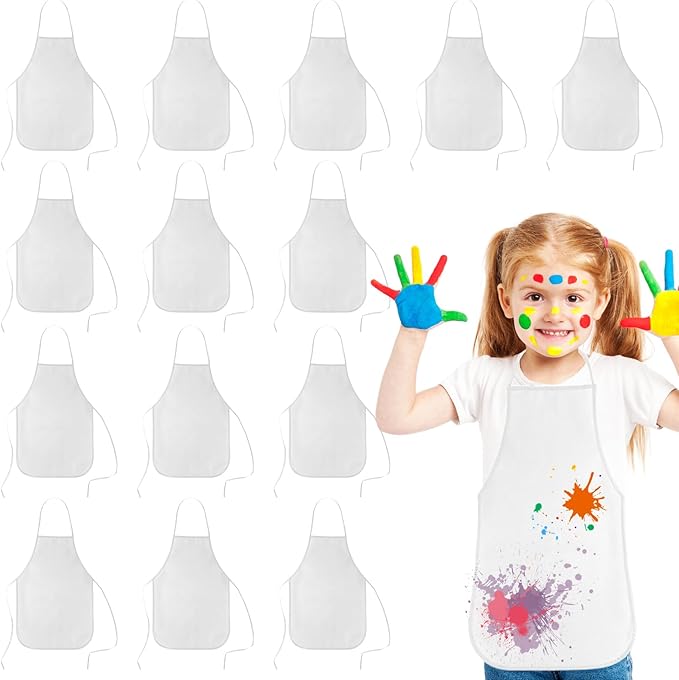 KUUQA 16/24/30/36/40Pcs Kids Apron Painting Aprons for Kids, Kids Paint Apron Art Smock for Classroom Painting Party Supplies
