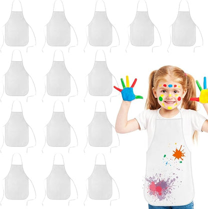 KUUQA 16/24/30/36/40Pcs Kids Apron Painting Aprons for Kids, Kids Paint Apron Art Smock for Classroom Painting Party Supplies