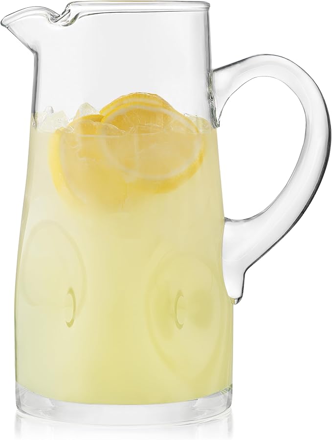 Libbey Impressions Large Glass Pitcher, 80 Oz, Clear, Tall Cocktail Pitcher, Modern Glass Pitchers with Handle for Lemonades, Iced Tea, Wine and More by Libbey