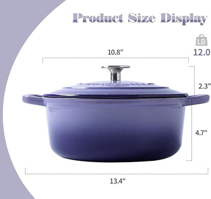 EDGING CASTING Enameled Cast Iron Duch Oven, 5.5 Quart Round Dutch Ovens Pot with Lid, Dual Handle for Bread Baking, Purple - Image 3