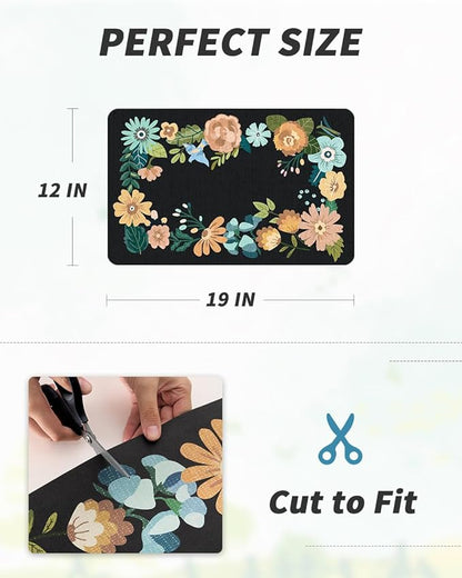 AMOAMI Coffee Mat Hide Stain Rubber Backed Absorbent Dish Drying Mat for Kitchen Counter - Bar Accessories Fit Under Coffee Maker, Espresso Machine, Dish Rack - Floral Black 12x19 - Image 7