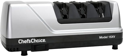 Chef’sChoice 15XV EdgeSelect Professional Electric Knife Sharpener with 100-Percent Diamond Abrasives and Precision Angle Guides for Straight Edge and Serrated Knives, 3-Stage, Gray by ChefsChoice