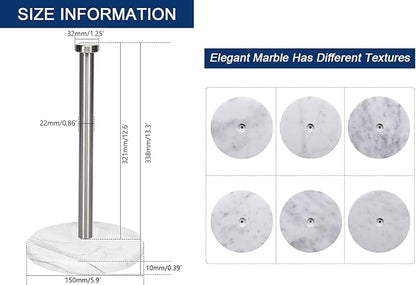 NearMoon Standing Paper Towel Holder, Kitchen Paper Towel Tissue Holder- for Bathroom Countertop, Standard or Jumbo-Sized Roll Paper (with Marble Base, Chrome Finish) - Image 3